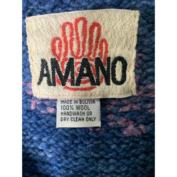 Amano Wool Sweater Cardigan Bolivia - Picture 3 of 4